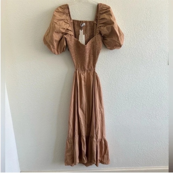 Faithfull The Brand Bloom Midi Dress Hazelnut NWT - Picture 4 of 8